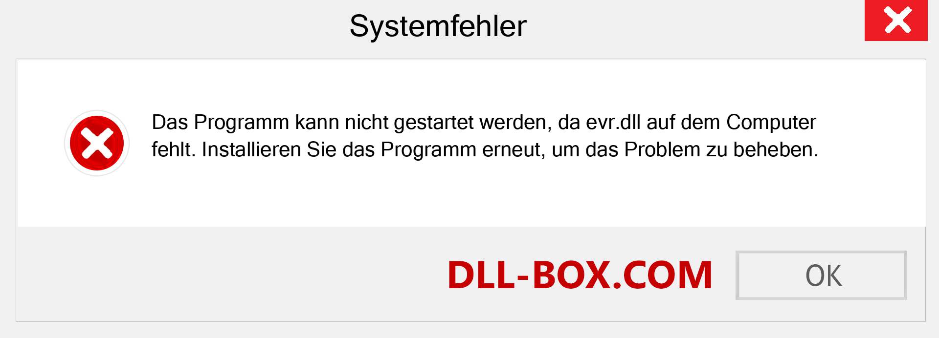 evr.dll-Datei fehlt?. Download für Windows 7, 8, 10 - Fix evr dll Missing Error unter Windows, Fotos, Bildern